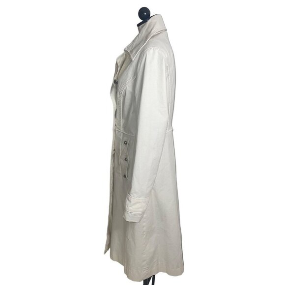 Twenty Second 22 Womens Duster Coat Size Large White Pockets Military Lined - Picture 2 of 10